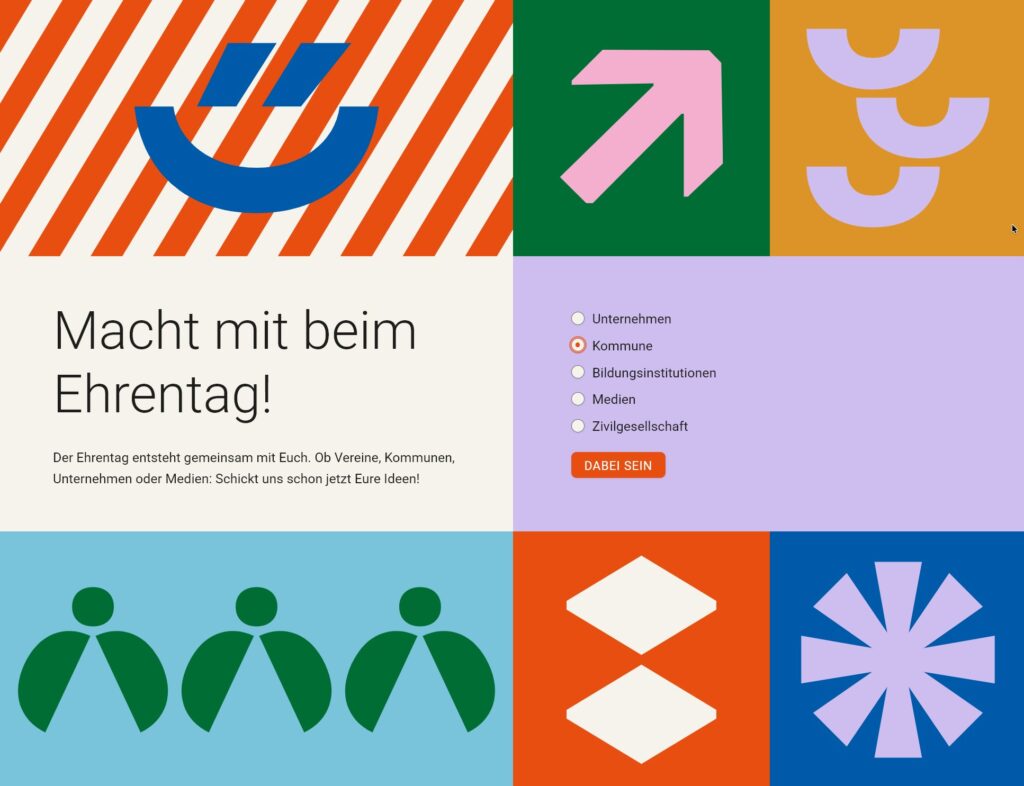 Ausschnitt aus der Website zum Ehrentag 2025, Homepage in WordPress